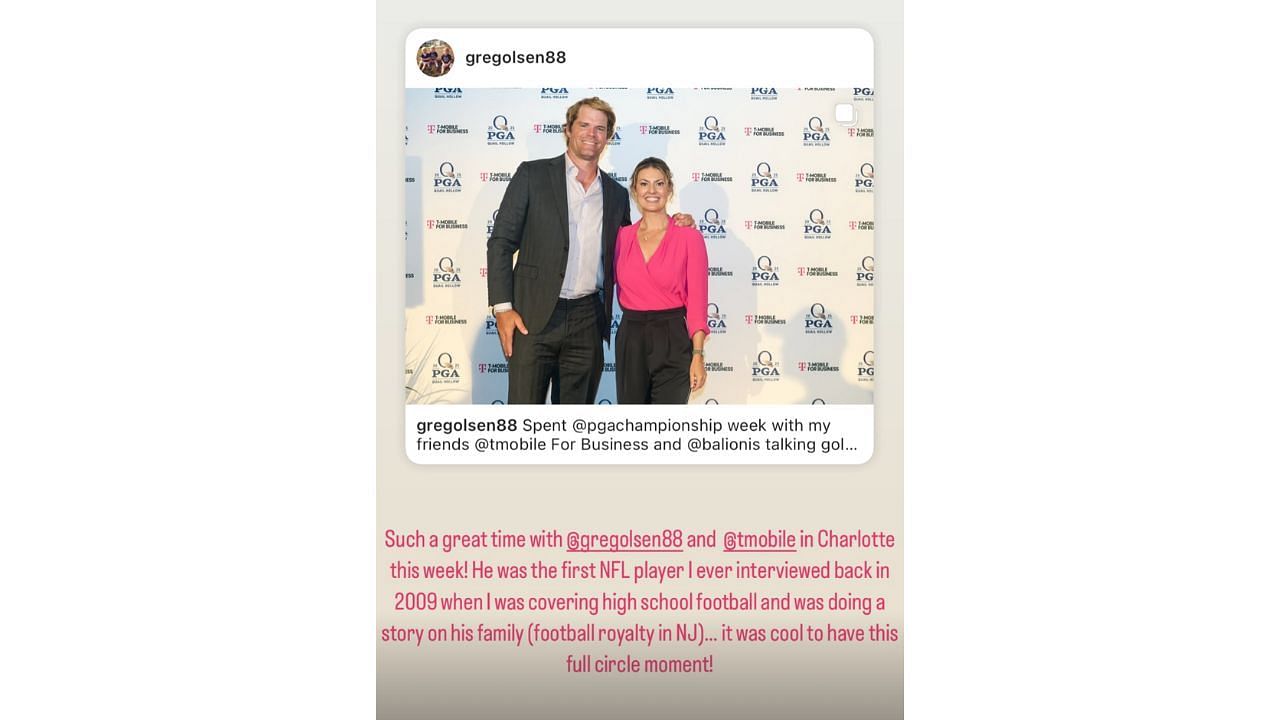 Amanda Balionis caught up with former tight end Greg Olsen at the PGA (Instagram/balionis)